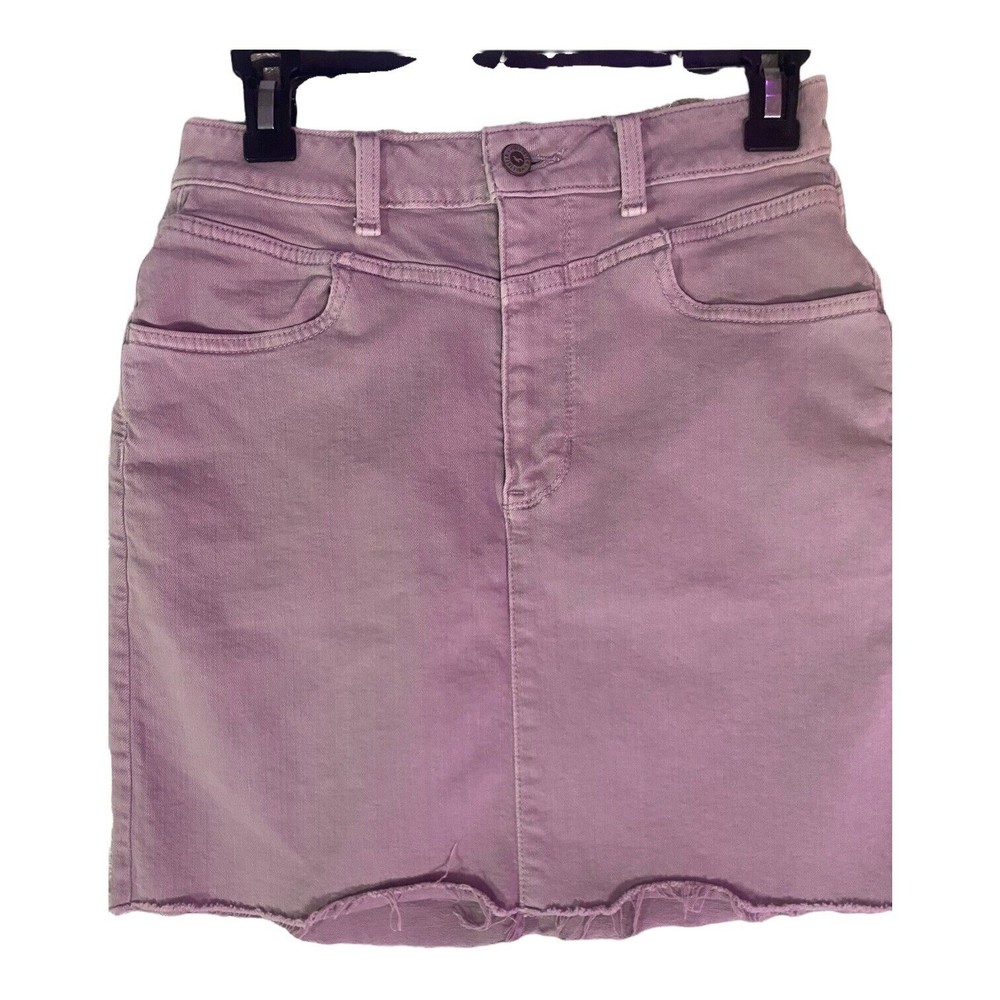 Hollister Womens Jean Skirt Ultra High Rise Pencil Purple Lavender Size 5